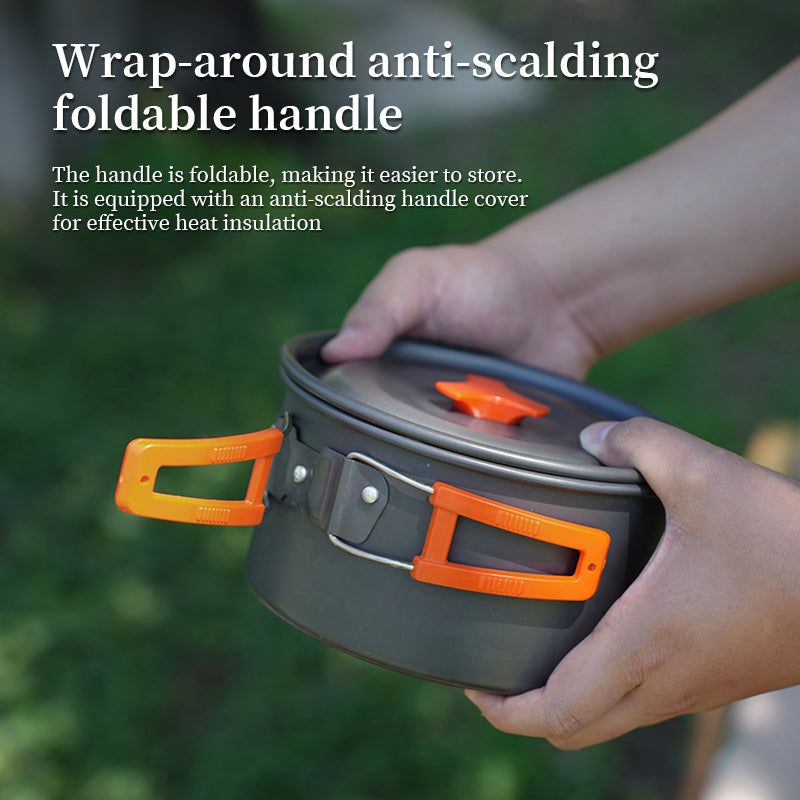 1-3 Person Camping Cookware Set: Light, Portable Pot & Pan in Carrying Bag, Ideal for Outdoor Trips 🇨🇳