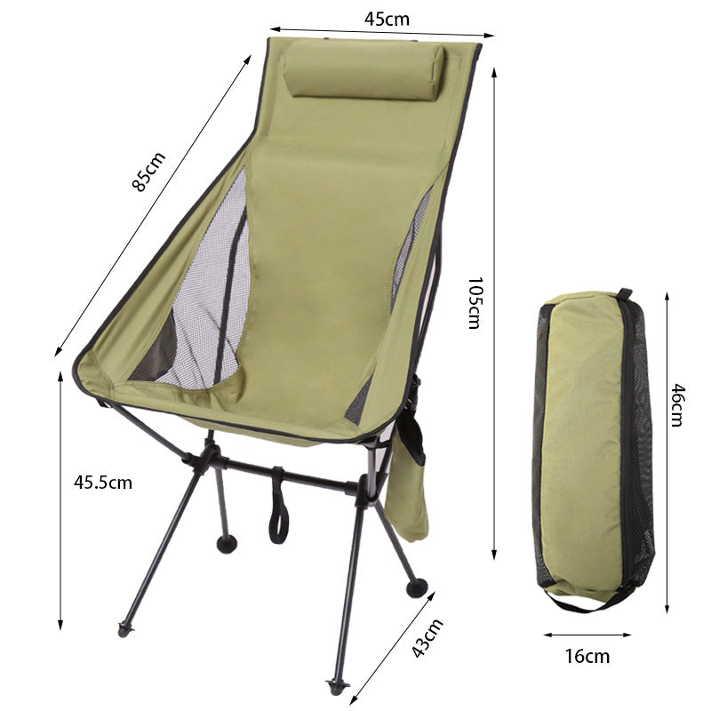Folding camping chair with headrest. Lightweight, aluminum alloy, for travel and fishing. 🇨🇳
