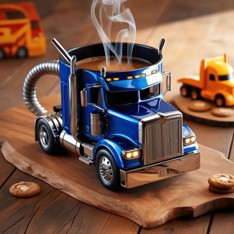 1PC Creative 11oz Truck-Design Coffee Mug. Ideal as a semi-truck coffee cup or home kitchen desktop ornament 🇨🇳