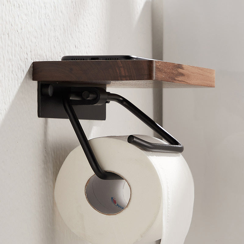 Toilet Paper Towel Holder Wall Mounted Black Walnut Toilet Roll Holder 🇨🇳