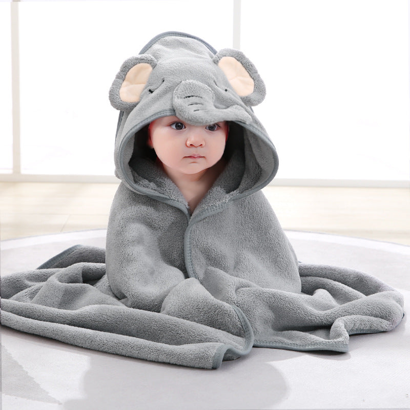 New Baby Swaddle Cute Cartoon Hug Quilt Fleece Hooded Bath Towel 🇨🇳