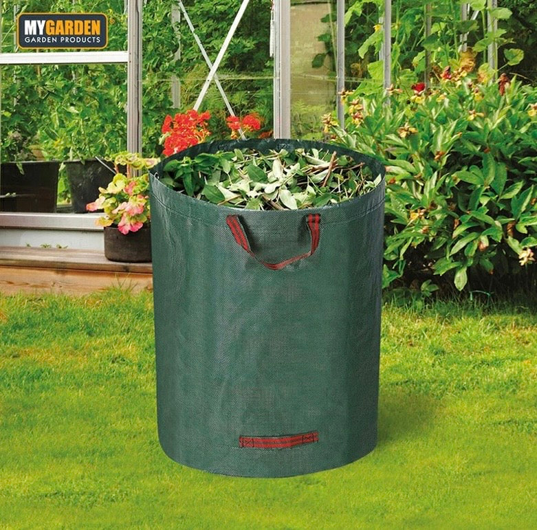 Large Garden Waste Bags with Zipper Leaf Waste Sacks with Handles Foldable and Reusable Green - 300 L 🇬🇧