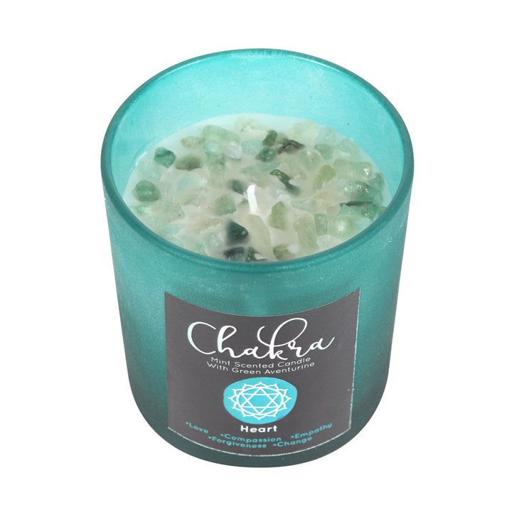 Heart Chakra Mint Crystal Chip Candle 🇬🇧