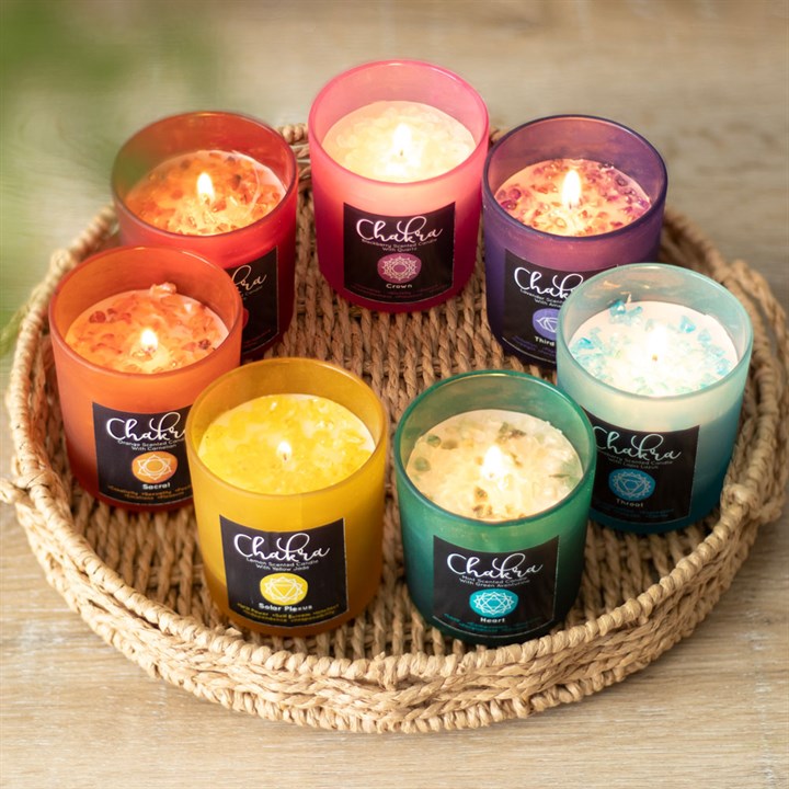 Solar Plexus Chakra Lemon Crystal Chip Candle 🇬🇧