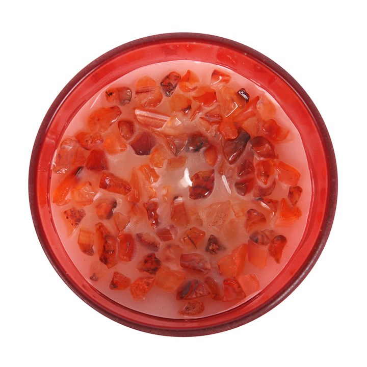 Root Chakra Strawberry Crystal Chip Candle 🇬🇧