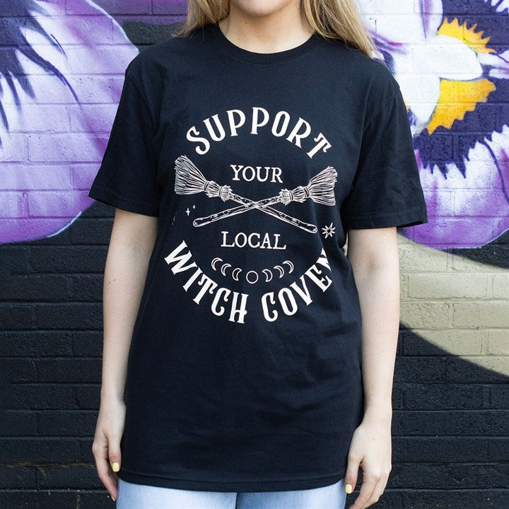 Support Your Local Witch Coven Unisex T-shirt Size L 🇬🇧