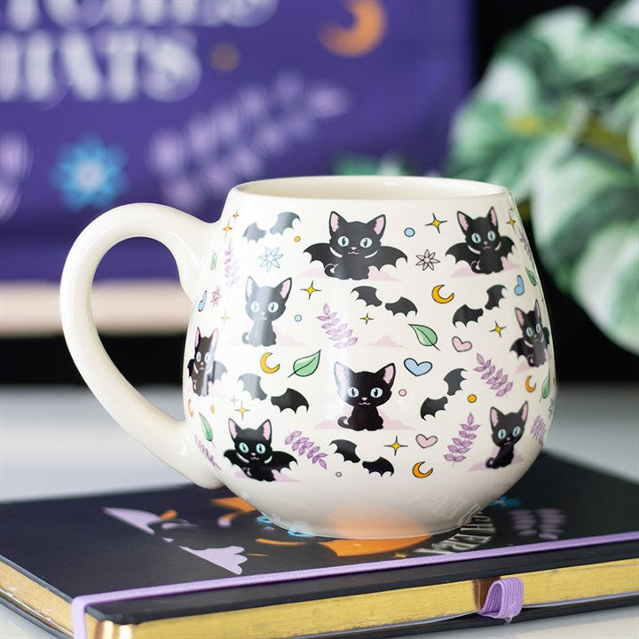 Cute and Creepy Cat Print Rounded Mug 🇬🇧