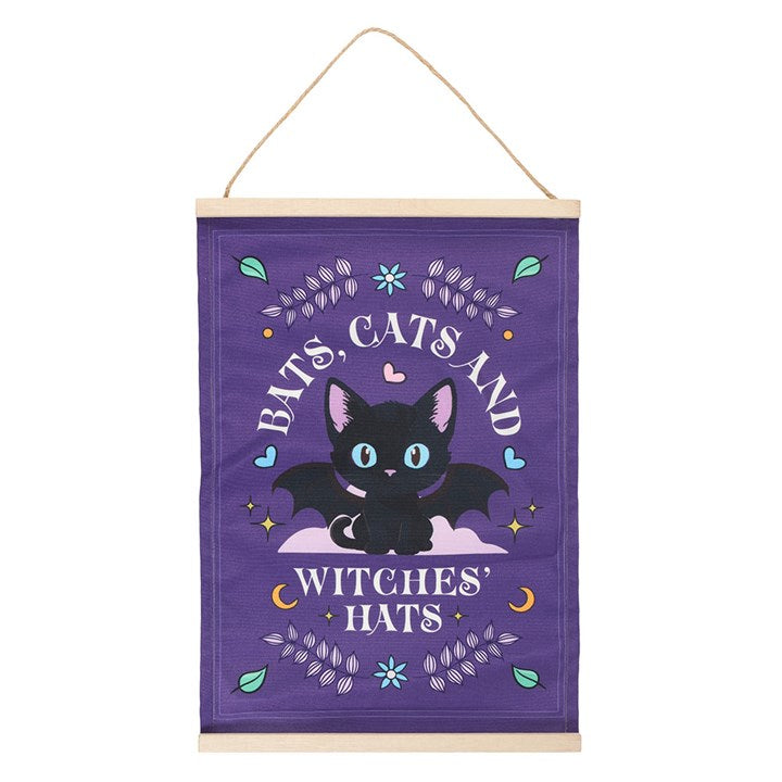 Bats, Cats and Witches Hats Fabric Wall Hanging 🇬🇧