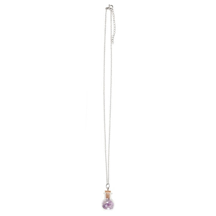 Calming Amethyst Crystal Chip Potion Bottle Necklace 🇬🇧
