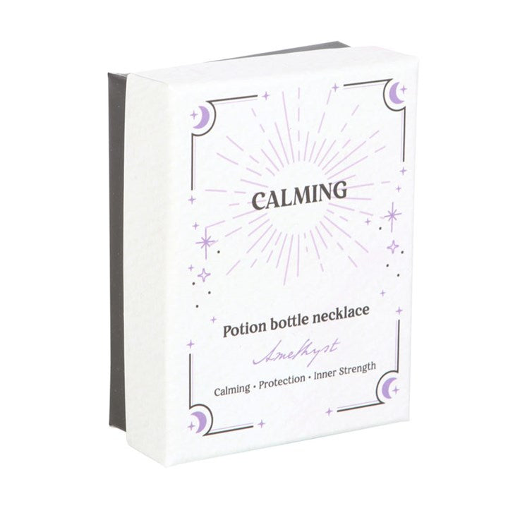 Calming Amethyst Crystal Chip Potion Bottle Necklace 🇬🇧