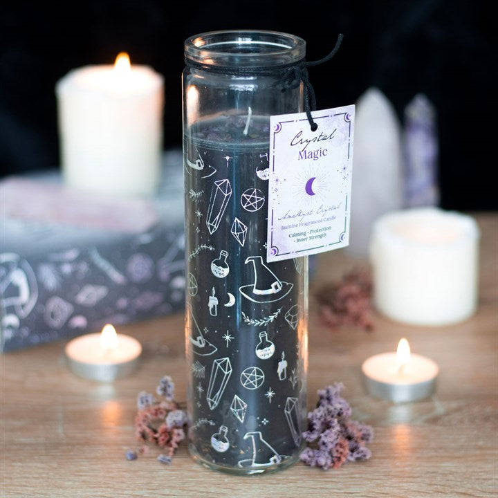 Crystal Witch Jasmine Tube Candle with Amethyst Chips 🇬🇧