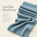 Teal Blue Wool Scarf Soft Warm Woven Winter Shawl Wrap 1.8m x 63cm 🇬🇧
