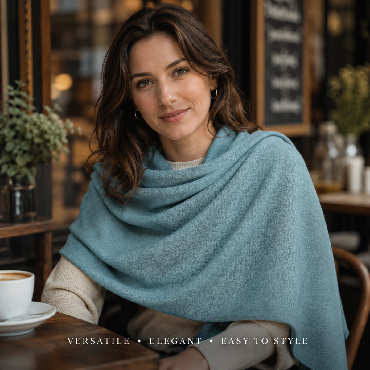 Teal Blue Wool Scarf Soft Warm Woven Winter Shawl Wrap 1.8m x 63cm 🇬🇧