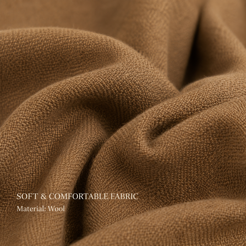 Khaki Brown Wool Scarf Soft Warm Woven Winter Shawl Wrap 1.8m x 63cm 🇬🇧