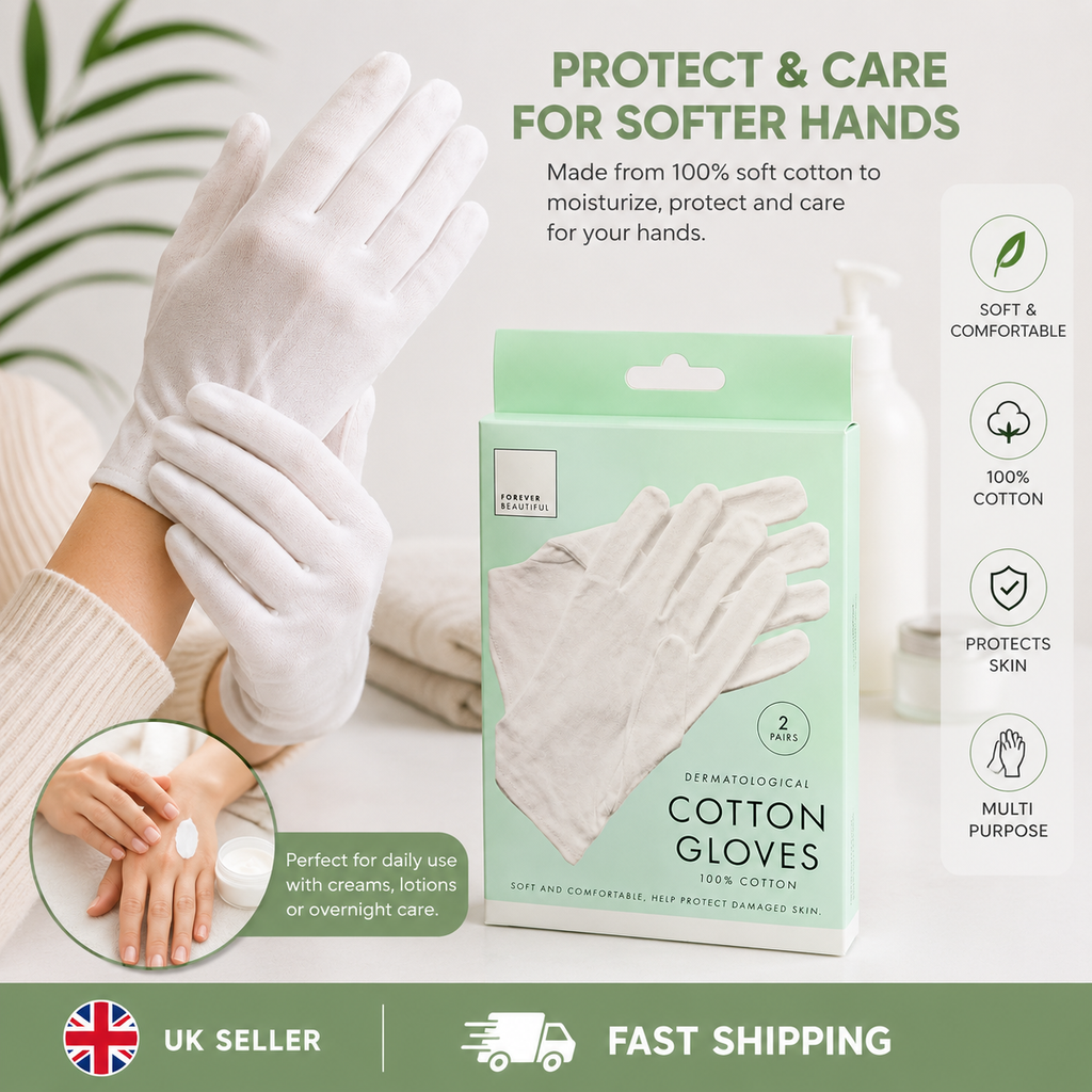 100% Cotton Moisturizing Gloves – Soft Overnight Hand Care Gloves (2 Pairs) 🇬🇧