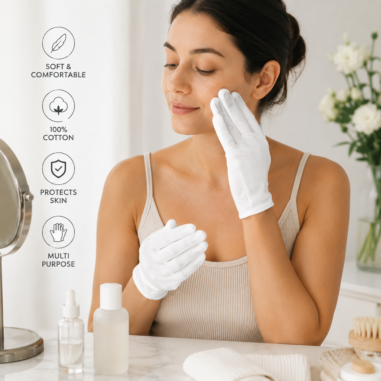 100% Cotton Moisturizing Gloves – Soft Overnight Hand Care Gloves (2 Pairs) 🇬🇧