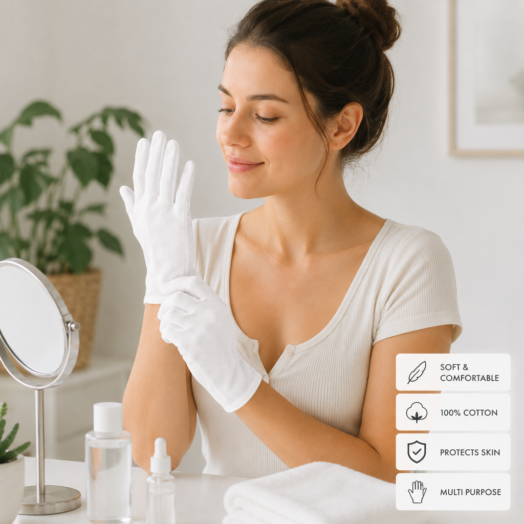 100% Cotton Moisturizing Gloves – Soft Overnight Hand Care Gloves (2 Pairs) 🇬🇧