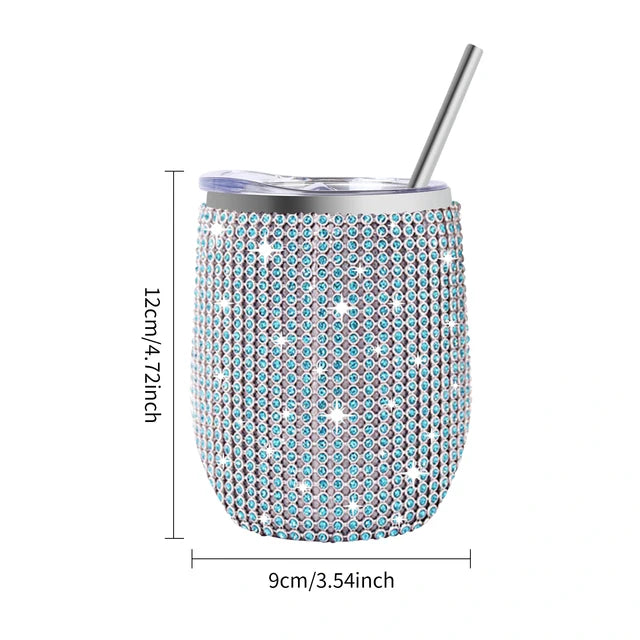 12oz Diamond Wine Tumbler With Sealed Lid 🇨🇳