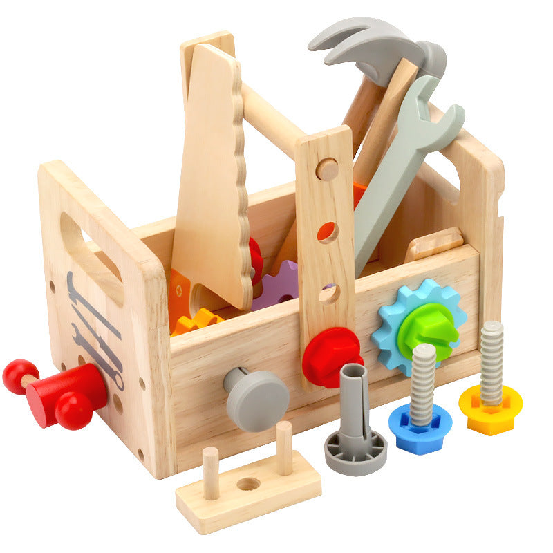 Children's wooden hand-held toolbox, screw and nut disassembly tool, desk tool, puzzle toy 🇨🇳