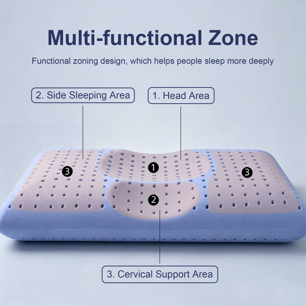 Cool cervical pillow with slow rebound memory cotton for side sleeping and neck protection. Summer breathable and deep sleep 🇨🇳