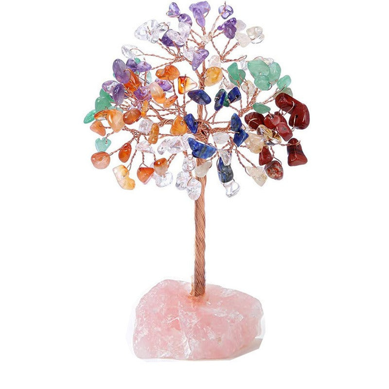 Popular natural crystal tree crystal wool mineral fluorite base, fortune tree chakra amethyst powder crystal ornament 🇨🇳