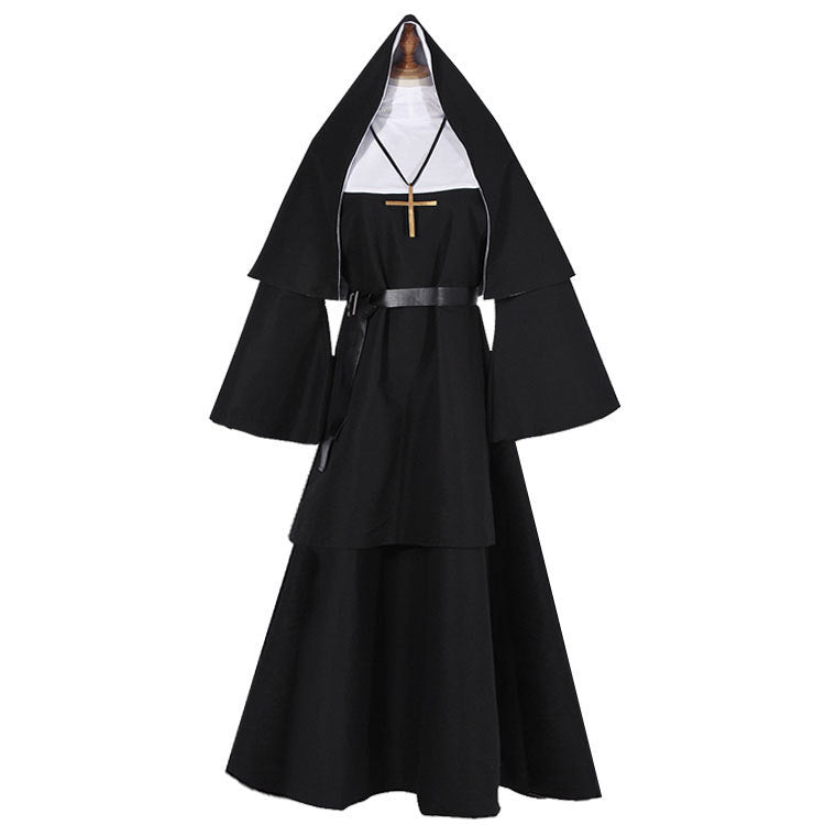 Halloween The Nun Ghost Sister costume, black horror nun costume 🇨🇳