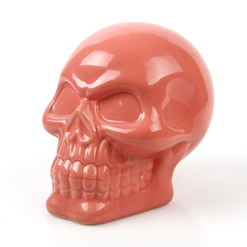 Pink skull porcelain skull resin piggy bank 🇨🇳