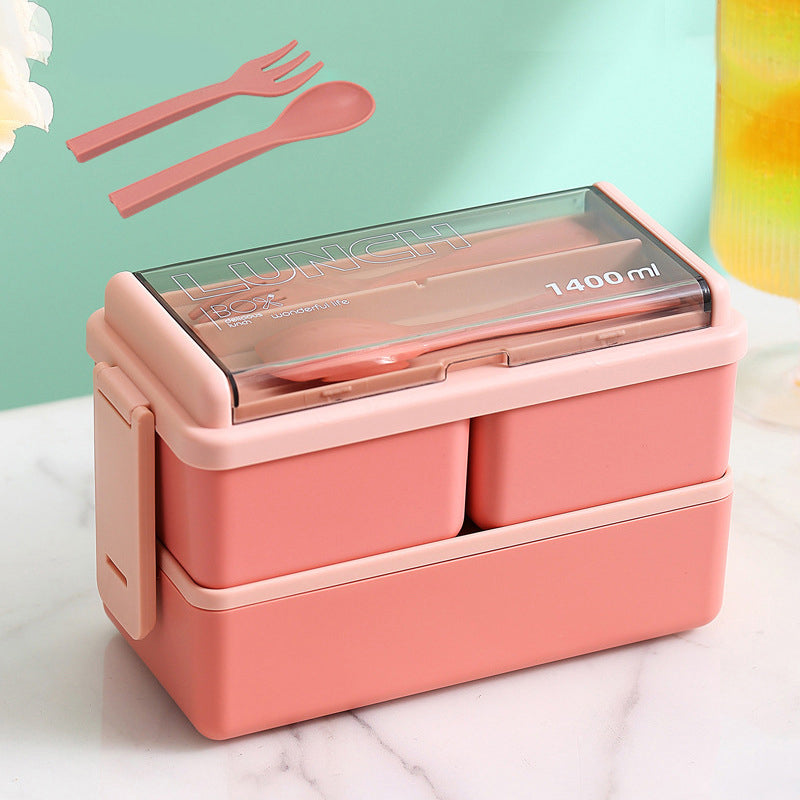 Double layer plastic lunch box, bento box, microwave sealed and insulated lunch box 🇨🇳