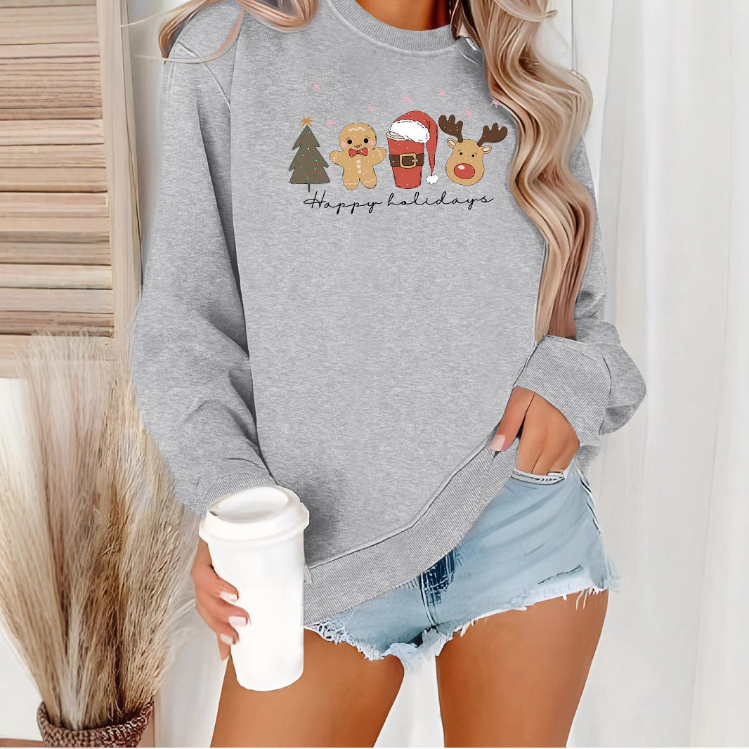 Christmas print hoodie round neck 🇨🇳