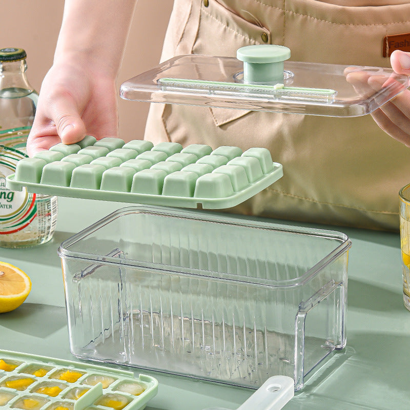 Press Type Ice Cube Box Refrigerator Artifact Silicone Mold With Cover Household Sealed Food Grade Ice Maker 🇨🇳