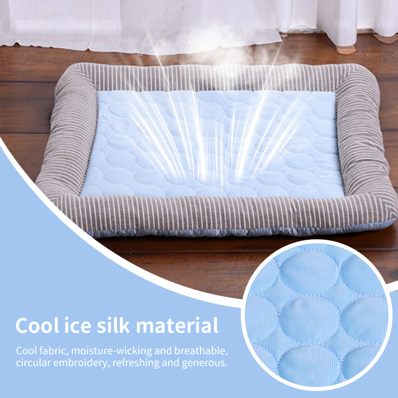 Cooling pet mats for dogs & cats (puppies/kittens): ice silk, breathable, soft summer pads in pink/blue 🇨🇳