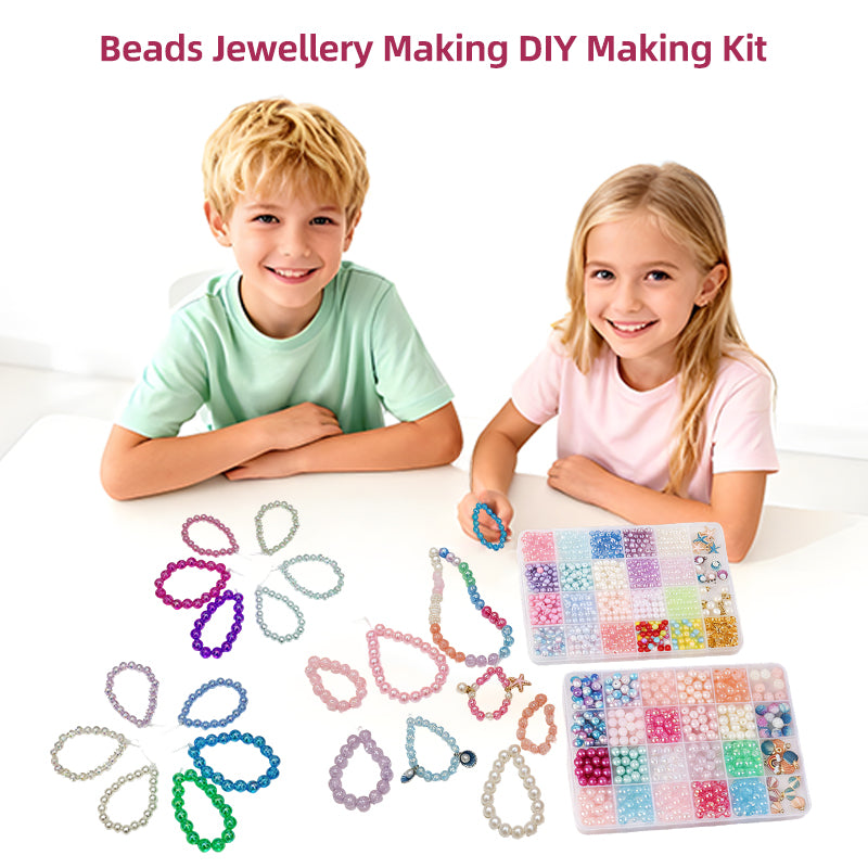 2 Box About 1190pcs Ocean Beads Bracelet Making Kit for Beginner Age 6-12 Girls Gifts Coloured Big Hole Bead for Jewellery Making Necklace DIY Arts and Crafts Gift 🇬🇧