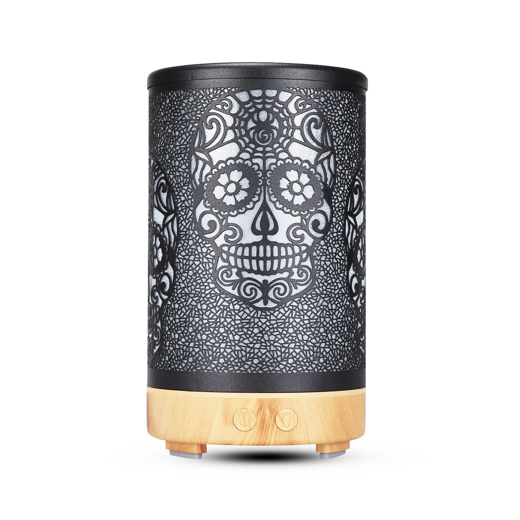100ml Iron Metal Humidifier Aroma 7 Colors Led Lamp Ultrasonic Electric Skull Aroma Diffuser With Remote 🇨🇳