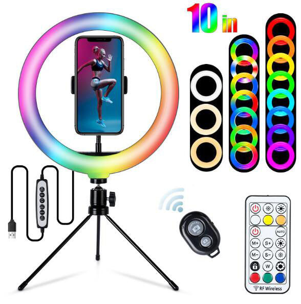 10-Inch Fill Light RGB Live Light Desktop Stand Selfie Ring Light Led Seven-Color Beauty Fill Light 🇨🇳
