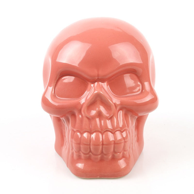 Pink skull porcelain skull resin piggy bank 🇨🇳