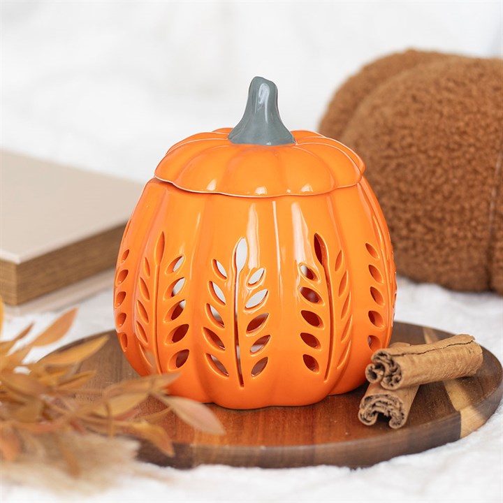 Orange Leaf Cut Out Pumpkin Oil Burner and Wax Warmer 🇬🇧