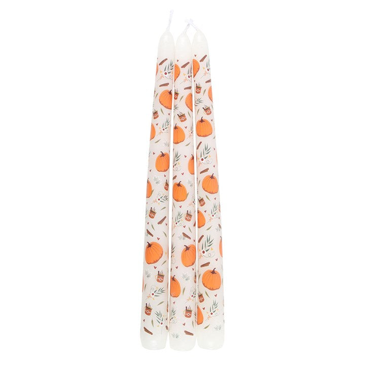 Set of 3 Pumpkin Taper Candles 🇬🇧