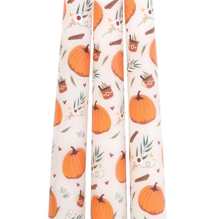 Set of 3 Pumpkin Taper Candles 🇬🇧