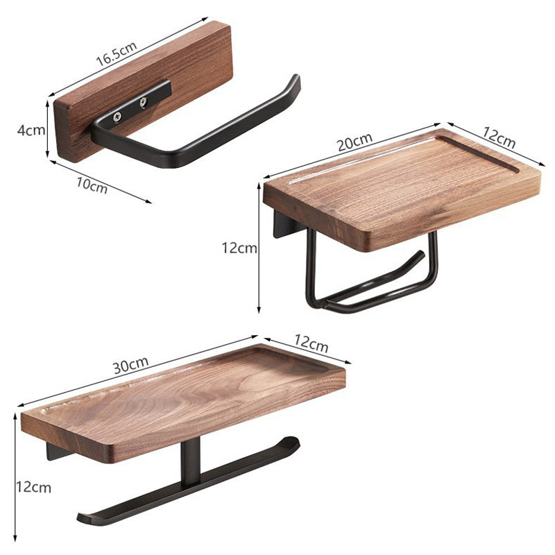 Toilet Paper Towel Holder Wall Mounted Black Walnut Toilet Roll Holder 🇨🇳