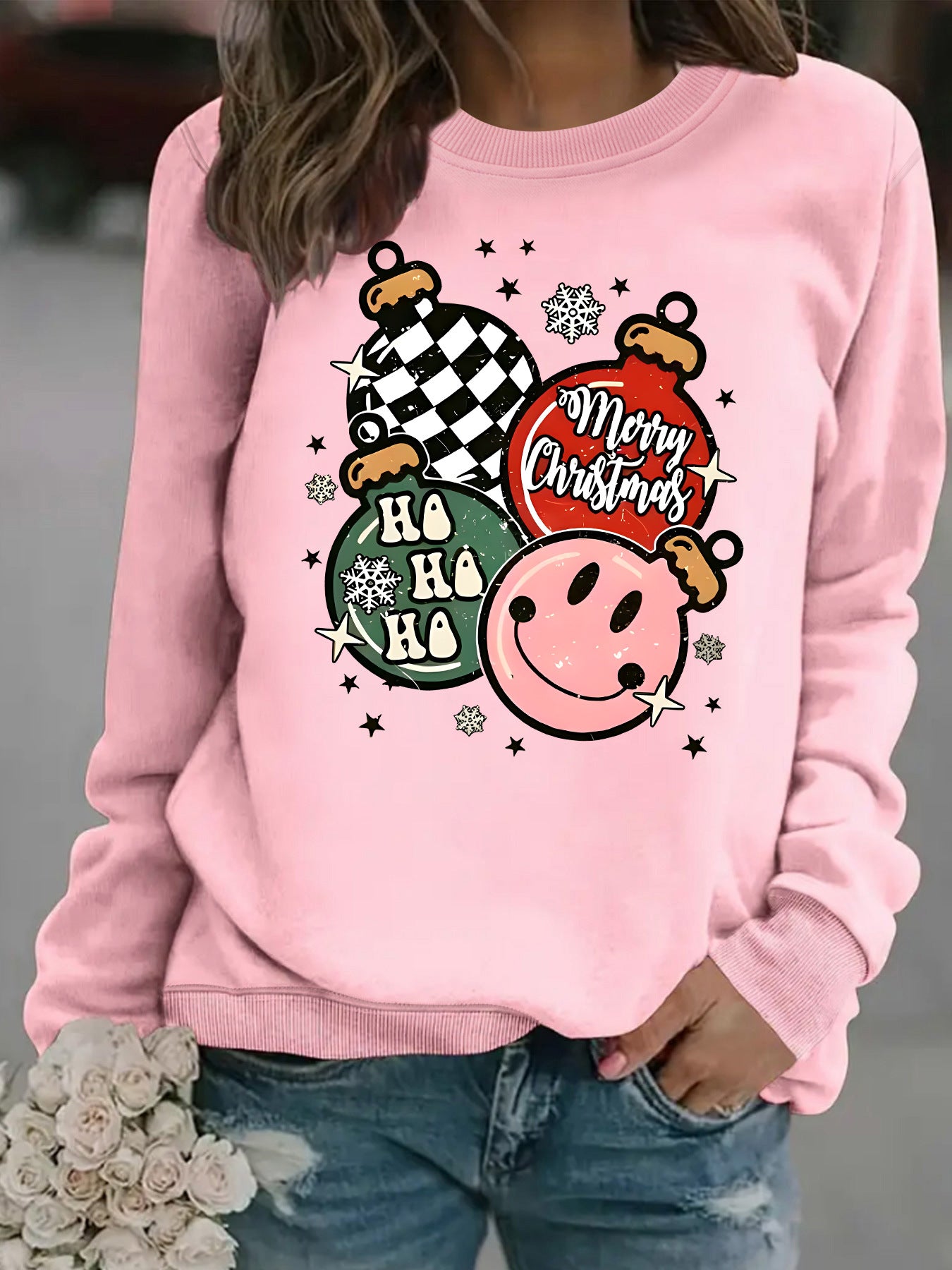 Christmas themed print sweatshirt 🇨🇳