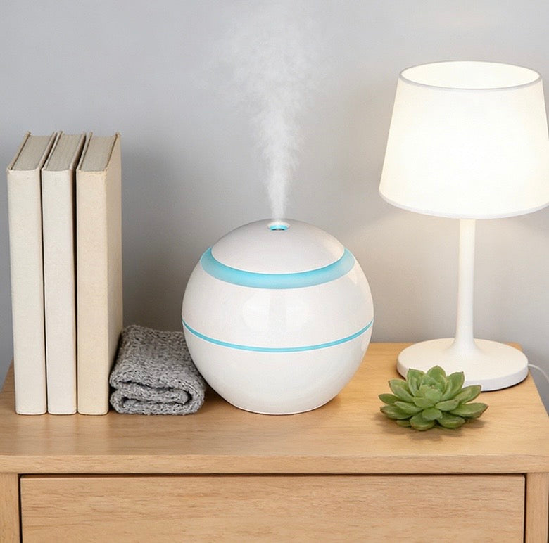200mL Aroma Mist Diffuser with Soft Light Jasmine Fragrance Oil USB Round Essential Oil Diffuser Aromatherapy Humidifier 🇬🇧