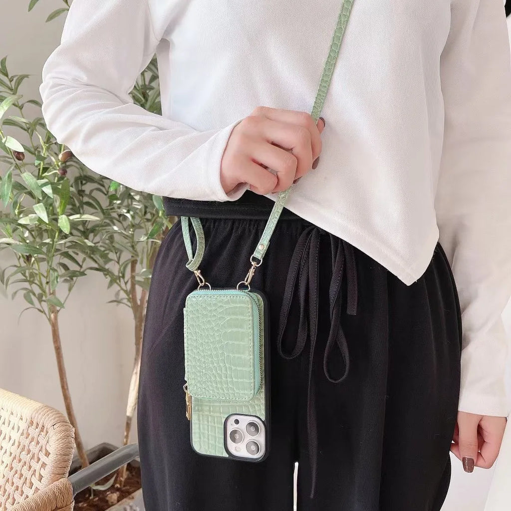 Luxury Leather Wallet Crossbody Lanyard Soft Phone Case Back Hard Cover 🇨🇳