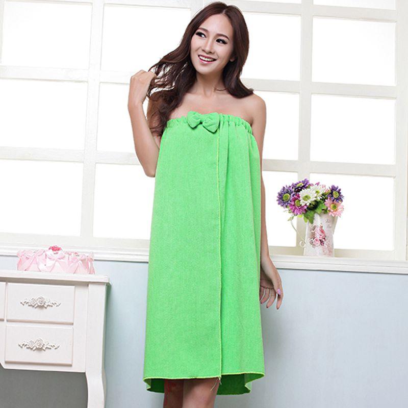 Women Microfiber Bath Towel Bath Robe Bathrobe Body Spa Bath Bow Wrap Towel Super Absorbent Bath Gown U0986 🇨🇳