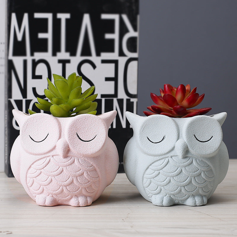 Flower pot ceramic indoor creative simple desktop small animal flower ornaments 🇨🇳