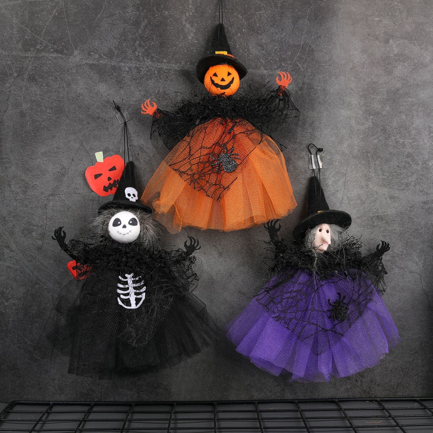 Halloween mesh pendant bar pumpkin witch ghost pendant scene decoration prank pendant 🇨🇳