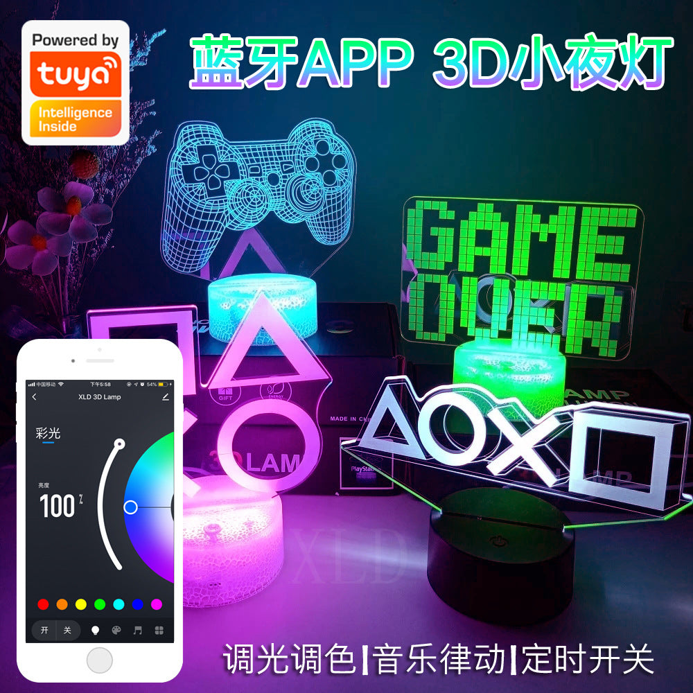 Tuya Smart App Remote Control RGB Colorful Table Lamp LED Acrylic Animation Dimming Color 3D Night Light 🇨🇳