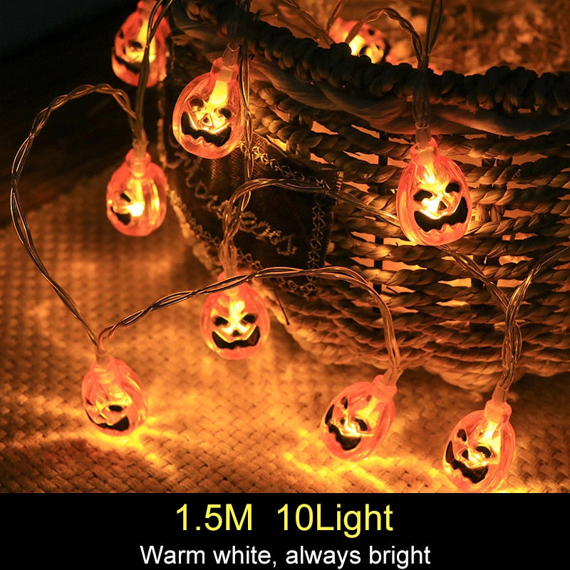 1.5m 10Led Halloween Pumpkin Ghost Skeletons Bat Spider Led Light String 🇨🇳