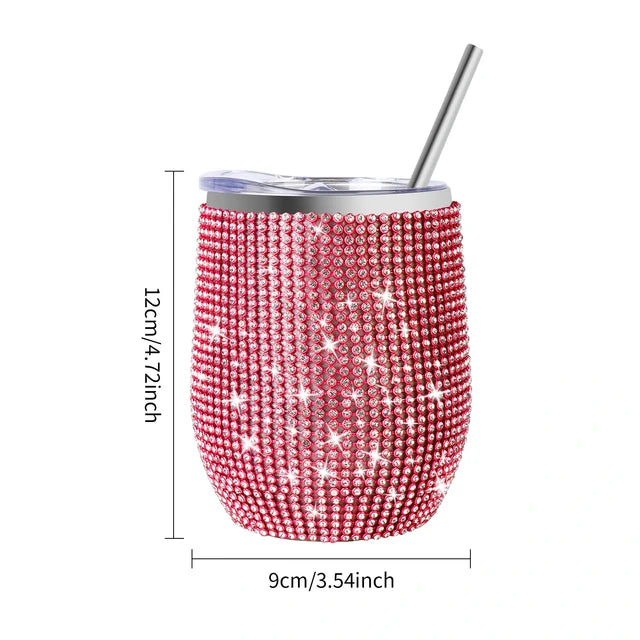 12oz Diamond Wine Tumbler With Sealed Lid 🇨🇳