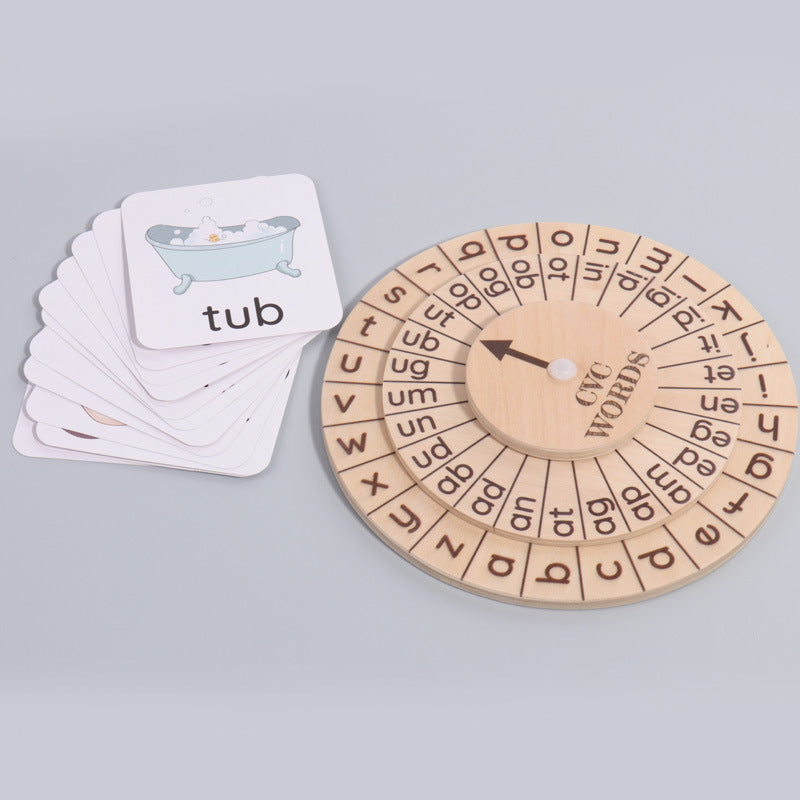 English spelling game natural phonics spinning wheel vowel recognition Montessori early education toys 🇨🇳