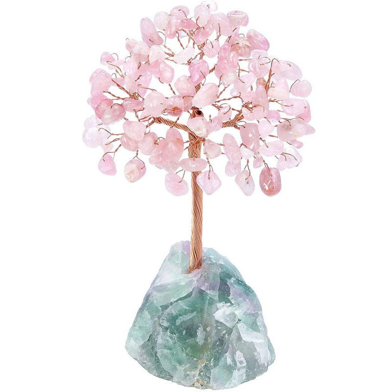 Popular natural crystal tree crystal wool mineral fluorite base, fortune tree chakra amethyst powder crystal ornament 🇨🇳